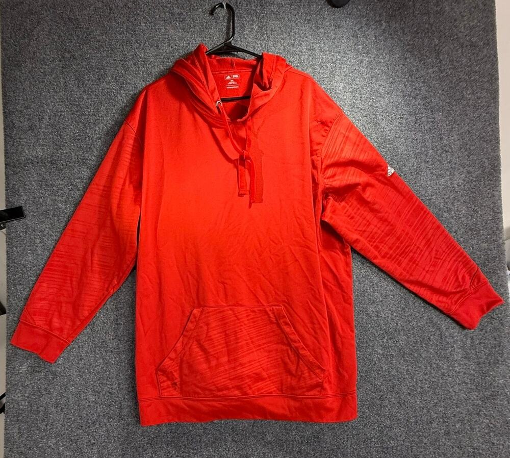 Adidas Golf Men's Red Textured Mixed Media Pullover Adjustable Hoodie Size 4XL